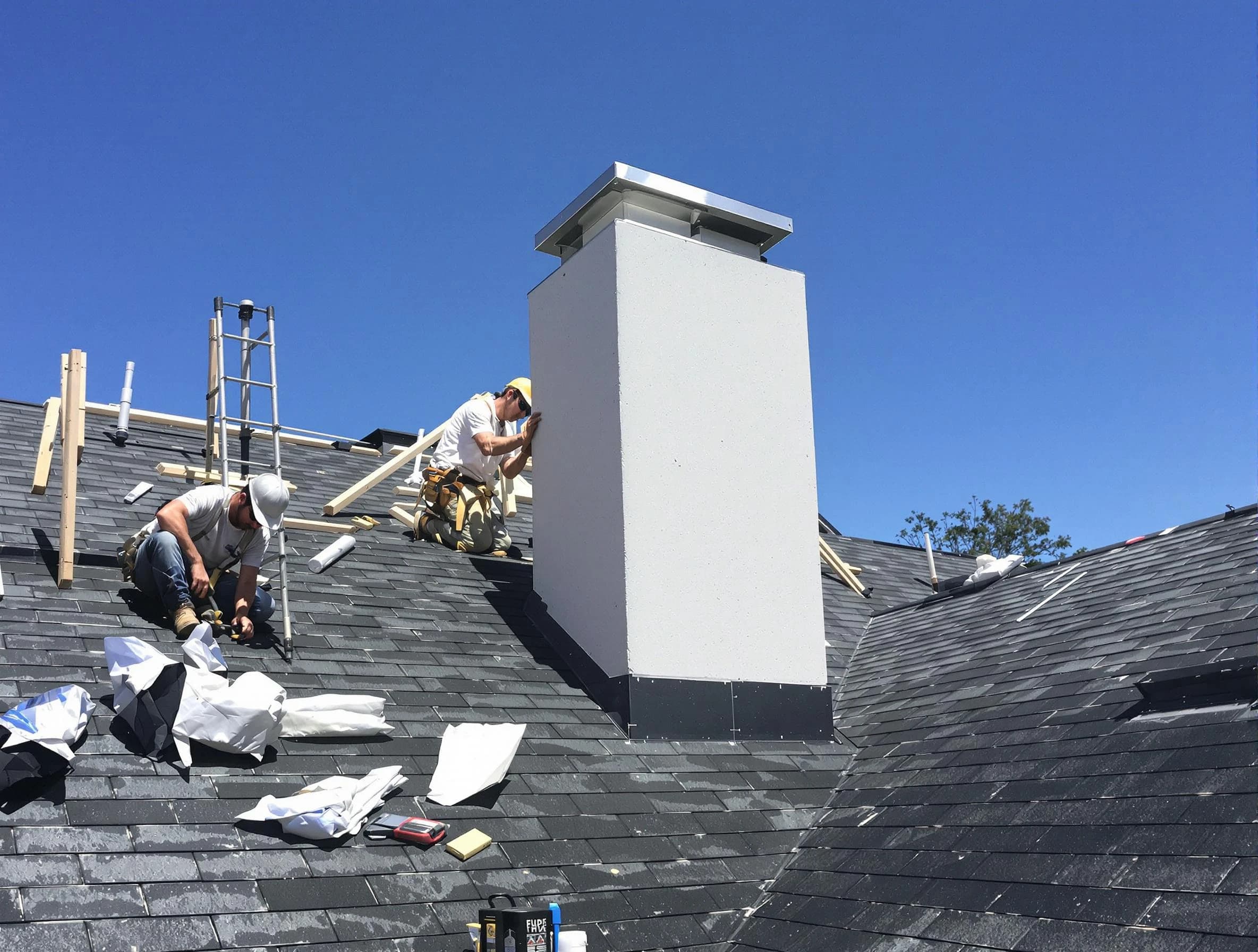 Wellsville Chimney Sweep crew installing a new chimney in Wellsville, UT