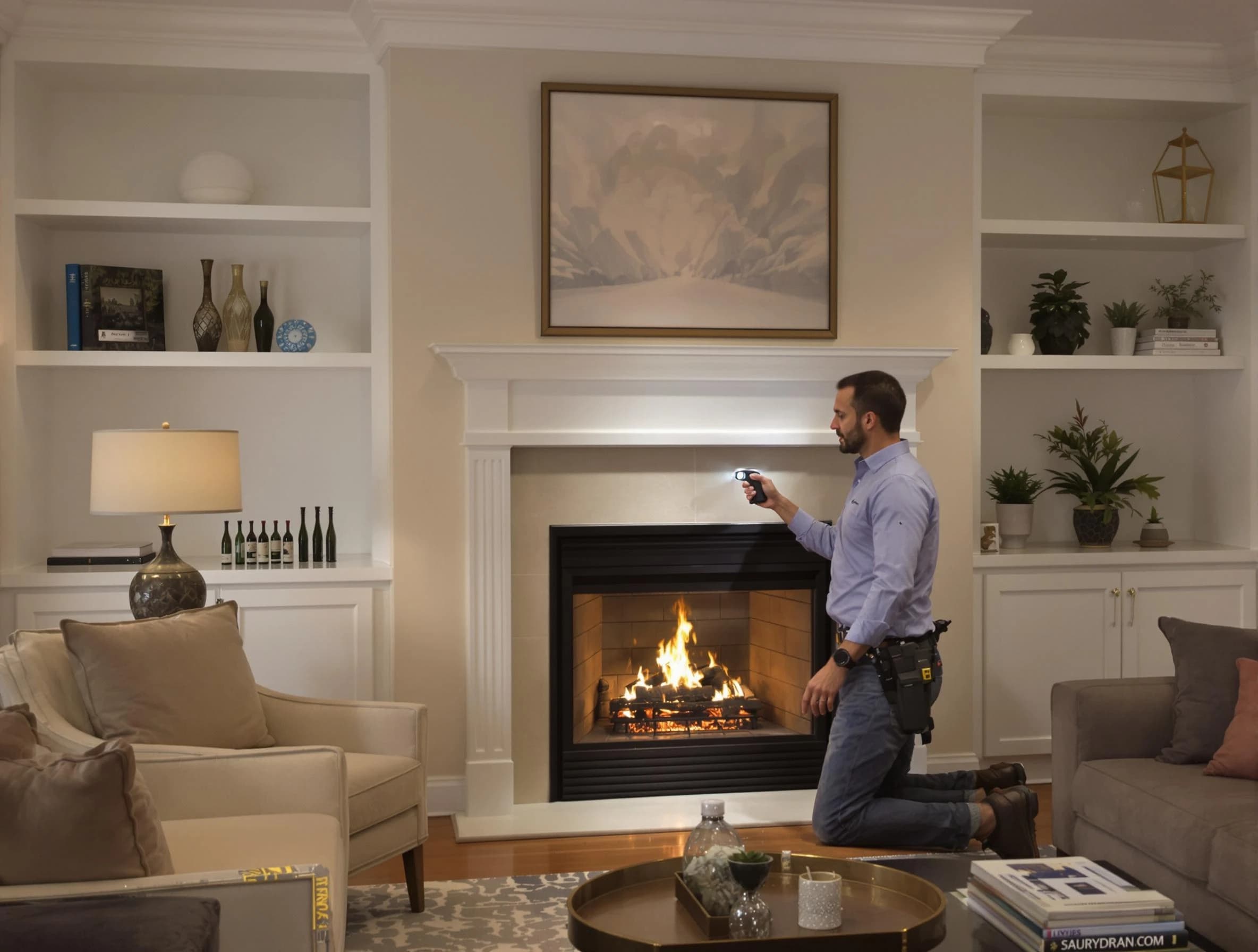 Wellsville Chimney Sweep conducting a fireplace safety inspection in Wellsville, UT