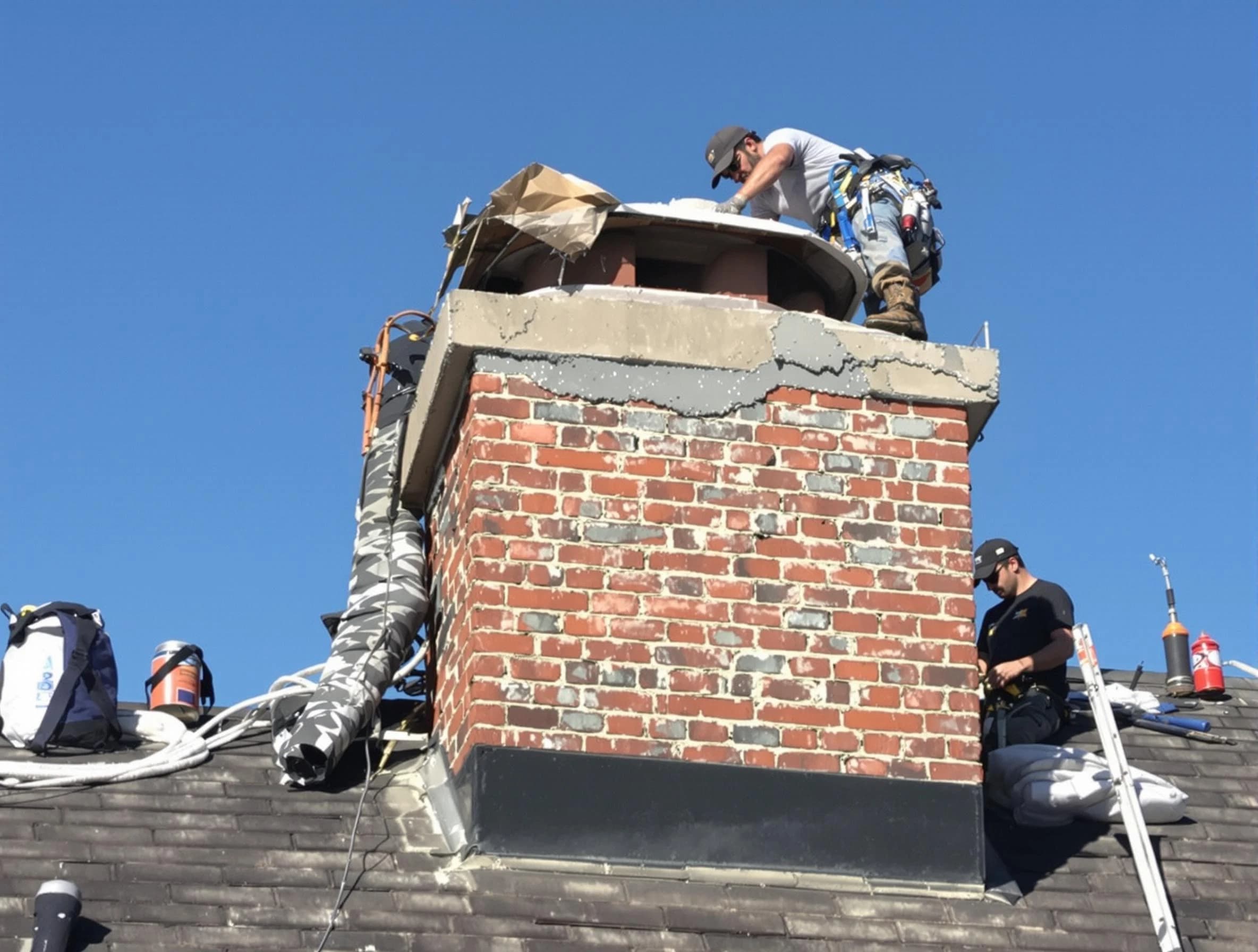 Wellsville Chimney Sweep installing a custom chimney crown in Wellsville, UT