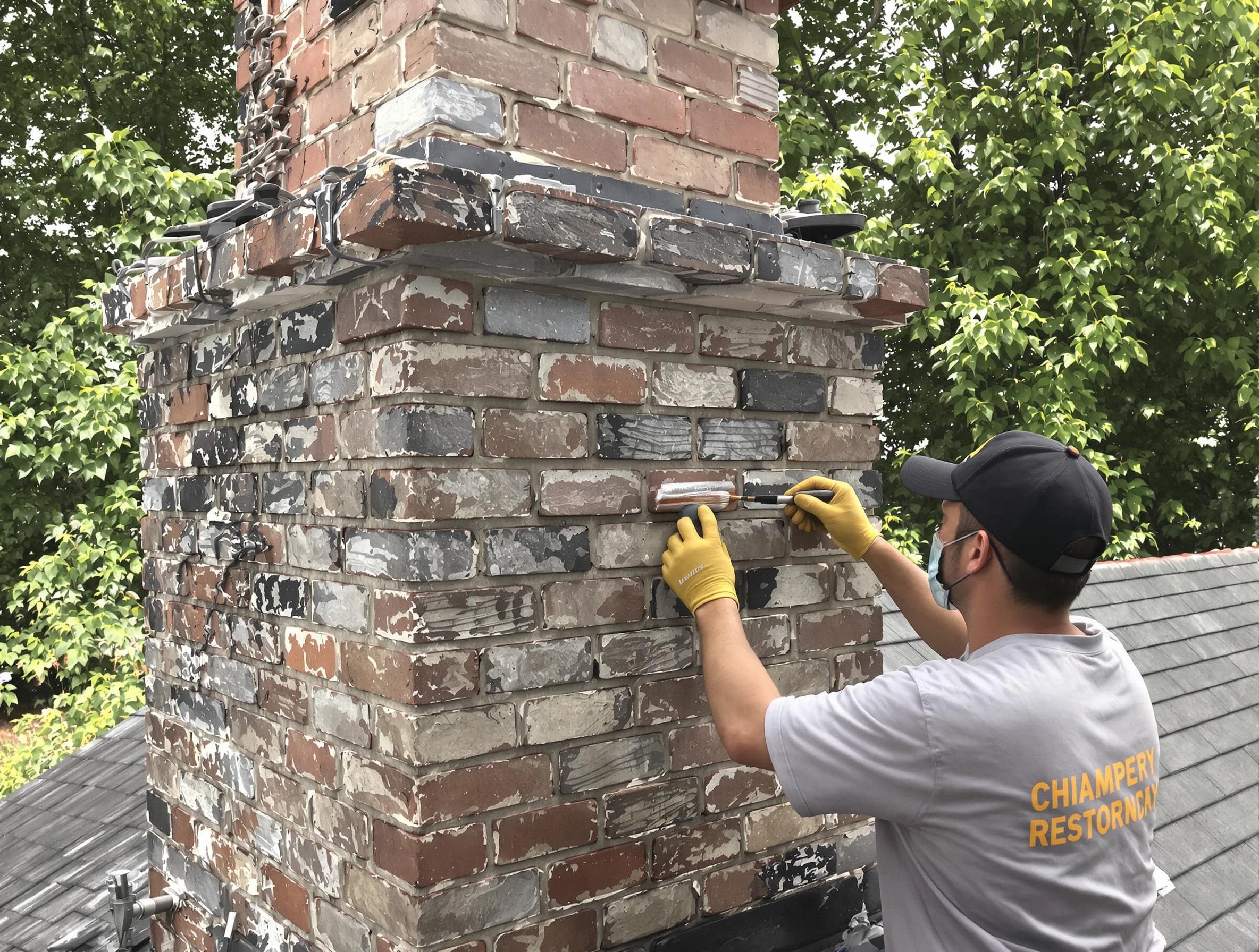 In-progress chimney restoration by Wellsville Chimney Sweep in Wellsville, UT