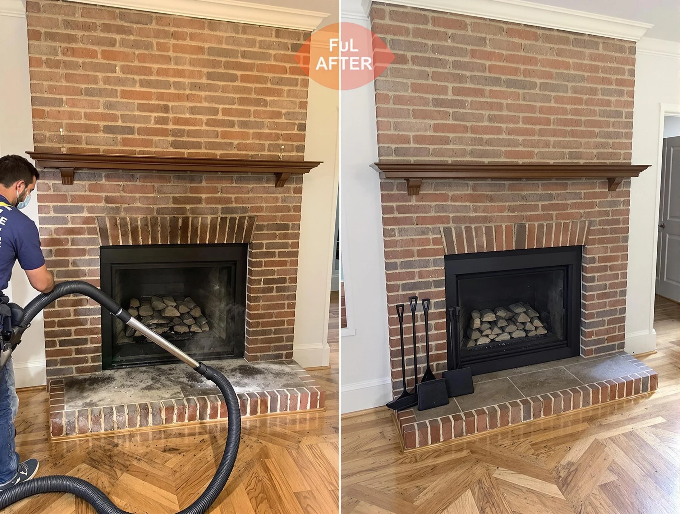 Wellsville Chimney Sweep carefully sanitizing a fireplace in Wellsville, UT